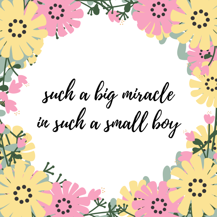 Baby boy quote:  Such a big miracle in such a small boy