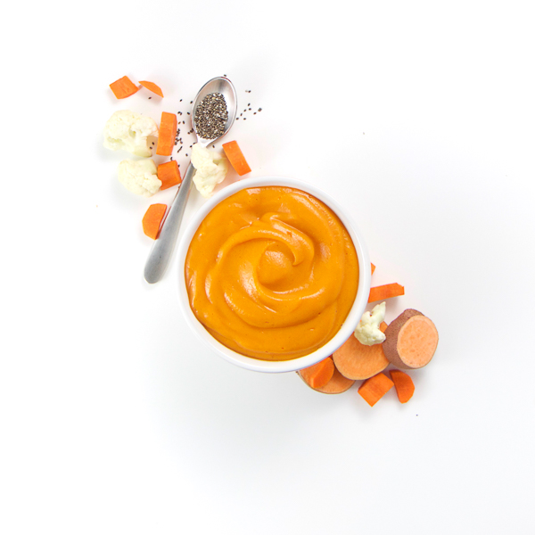 Baby Food Recipe: SWEET POTATO + CARROTS + CAULIFLOWER WITH CHIA SEEDS BABY FOOD PUREE