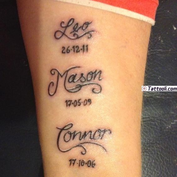 Baby name with date of birth tattoo