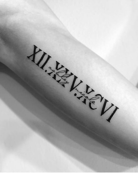 Baby name with date of birth tattoo