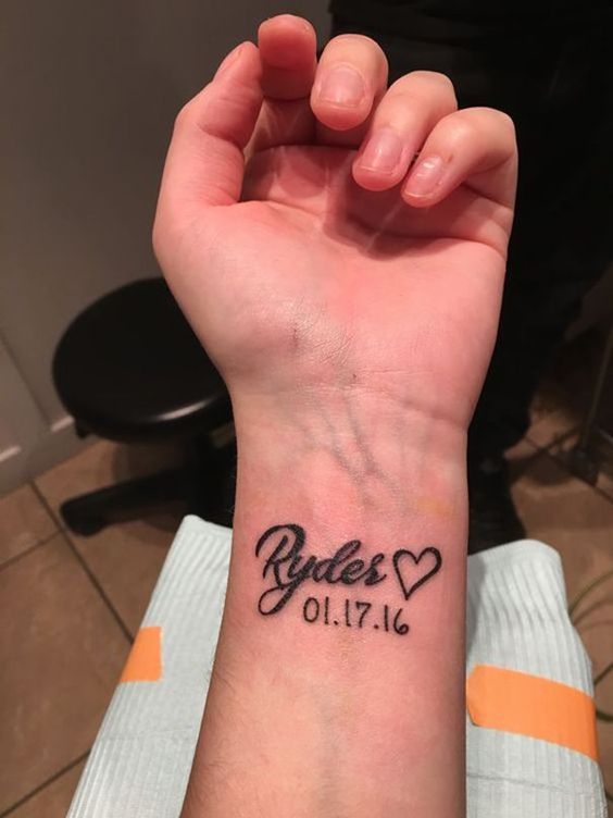 Baby name with date of birth tattoo