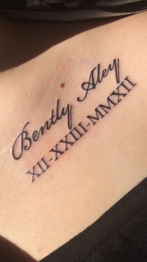 Baby name with date of birth tattoo