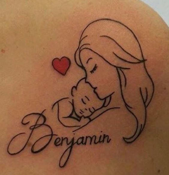 Mom and baby silhouette tattoo