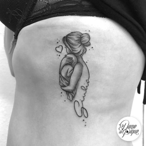 Mom and baby silhouette tattoo