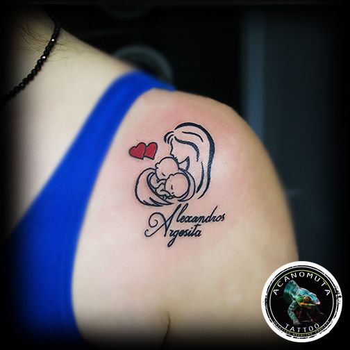 Mom and baby silhouette tattoo
